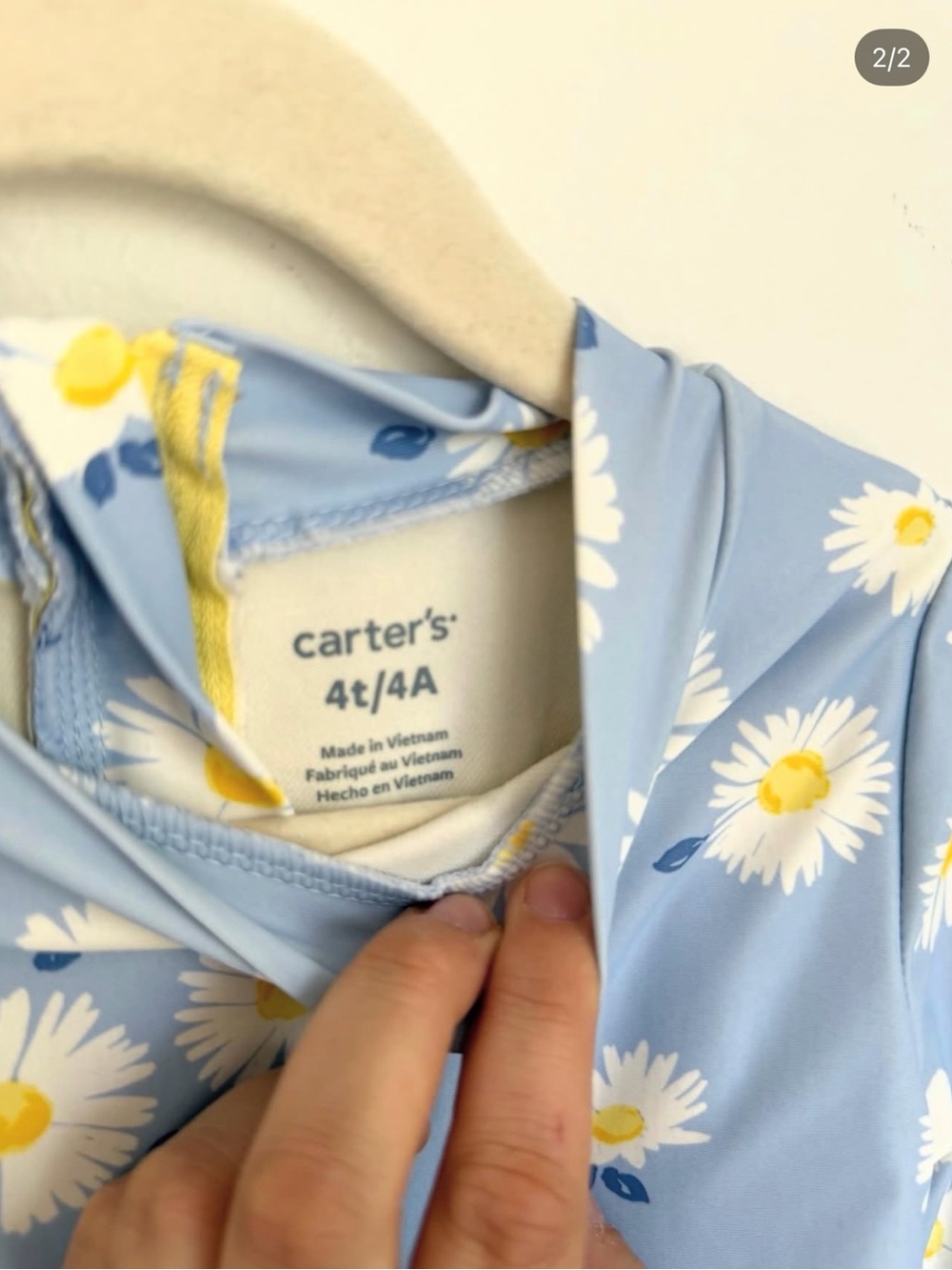 Carter’s Blue Daisy Ruffle Long-Sleeve Rashguard (Size 4T) - Picture 2 of 2